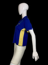 Load image into Gallery viewer, 1950s Wings Blue and Yellow Bowling Shirt – Size S