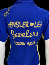Load image into Gallery viewer, 1950s Wings Blue and Yellow Bowling Shirt – Size S