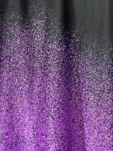 Load image into Gallery viewer, A close-up of a black fabric surface covered with dense purple speckling, fading from a dense purple area at the bottom into a sparser purple overlay toward the top.