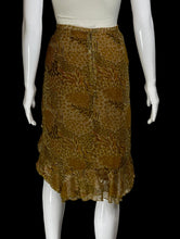 Load image into Gallery viewer, 2000s Animal Print Asymmetrical Ruffle Hem Pencil Skirt – Size M