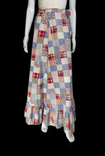 Load image into Gallery viewer, 1970s Patchwork Print Ruffle Hem Maxi Skirt – Size M