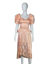 Load image into Gallery viewer, 1980's Peach Brocade Formal Dress Size XS