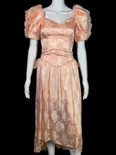 Load image into Gallery viewer, 1980's Peach Brocade Formal Dress Size XS