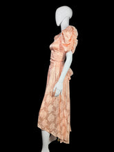 Load image into Gallery viewer, 1980's Peach Brocade Formal Dress Size XS