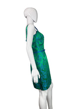 Load image into Gallery viewer, 1960's Green and Blue Cocktail Dress and Jacket Set Size M