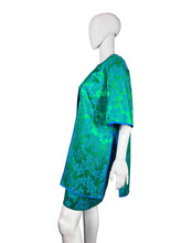 Load image into Gallery viewer, 1960's Green and Blue Cocktail Dress and Jacket Set Size M