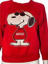 Load image into Gallery viewer, Red sweatshirt with a cartoon dog design and 'NDSSS' text on a white background