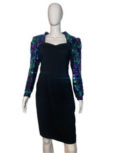 Load image into Gallery viewer, 1980's Sequined Sleeves Cocktail Dress Size M