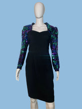 Load image into Gallery viewer, 1980's Sequined Sleeves Cocktail Dress Size M