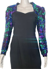 Load image into Gallery viewer, 1980's Sequined Sleeves Cocktail Dress Size M