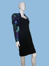 Load image into Gallery viewer, 1980's Sequined Sleeves Cocktail Dress Size M