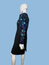 Load image into Gallery viewer, 1980's Sequined Sleeves Cocktail Dress Size M