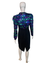 Load image into Gallery viewer, 1980's Sequined Sleeves Cocktail Dress Size M