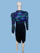 Load image into Gallery viewer, 1980's Sequined Sleeves Cocktail Dress Size M