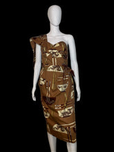 Load image into Gallery viewer, 1950's Alfred Shaheen "Chop Sticks" Print Hawaiian Wrap Dress Size S