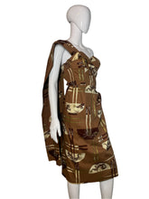 Load image into Gallery viewer, 1950's Alfred Shaheen "Chop Sticks" Print Hawaiian Wrap Dress Size S