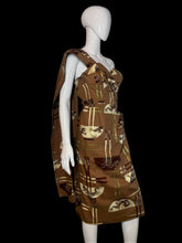 Load image into Gallery viewer, 1950's Alfred Shaheen "Chop Sticks" Print Hawaiian Wrap Dress Size S