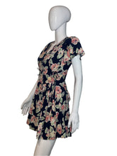 Load image into Gallery viewer, 1990's Navy and Pink Floral Romper size M