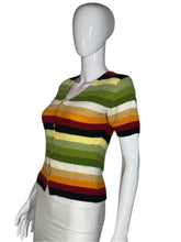 Load image into Gallery viewer, 1990's Striped Short Sleeve Sweater Size S