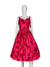 Load image into Gallery viewer, 1950's NWT Deadstock Rose Print Fit and Flare Party Dress Size S