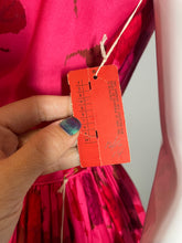 Load image into Gallery viewer, 1950's NWT Deadstock Rose Print Fit and Flare Party Dress Size S