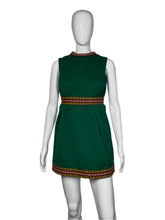 Load image into Gallery viewer, 1970's Green Poly Mini Dress Size XS