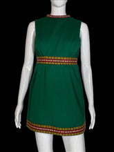 Load image into Gallery viewer, 1970's Green Poly Mini Dress Size XS