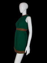 Load image into Gallery viewer, 1970's Green Poly Mini Dress Size XS