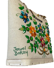 Load image into Gallery viewer, Handbag with floral embellishments and 'Jewel Bokay' writing