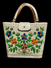 Load image into Gallery viewer, Decorative handbag with jeweled floral patterns .