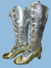 Load image into Gallery viewer, Metallic knee-high boots with decorative elements