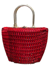 Load image into Gallery viewer, 1950s Candy Apple Red Wicker Box Purse