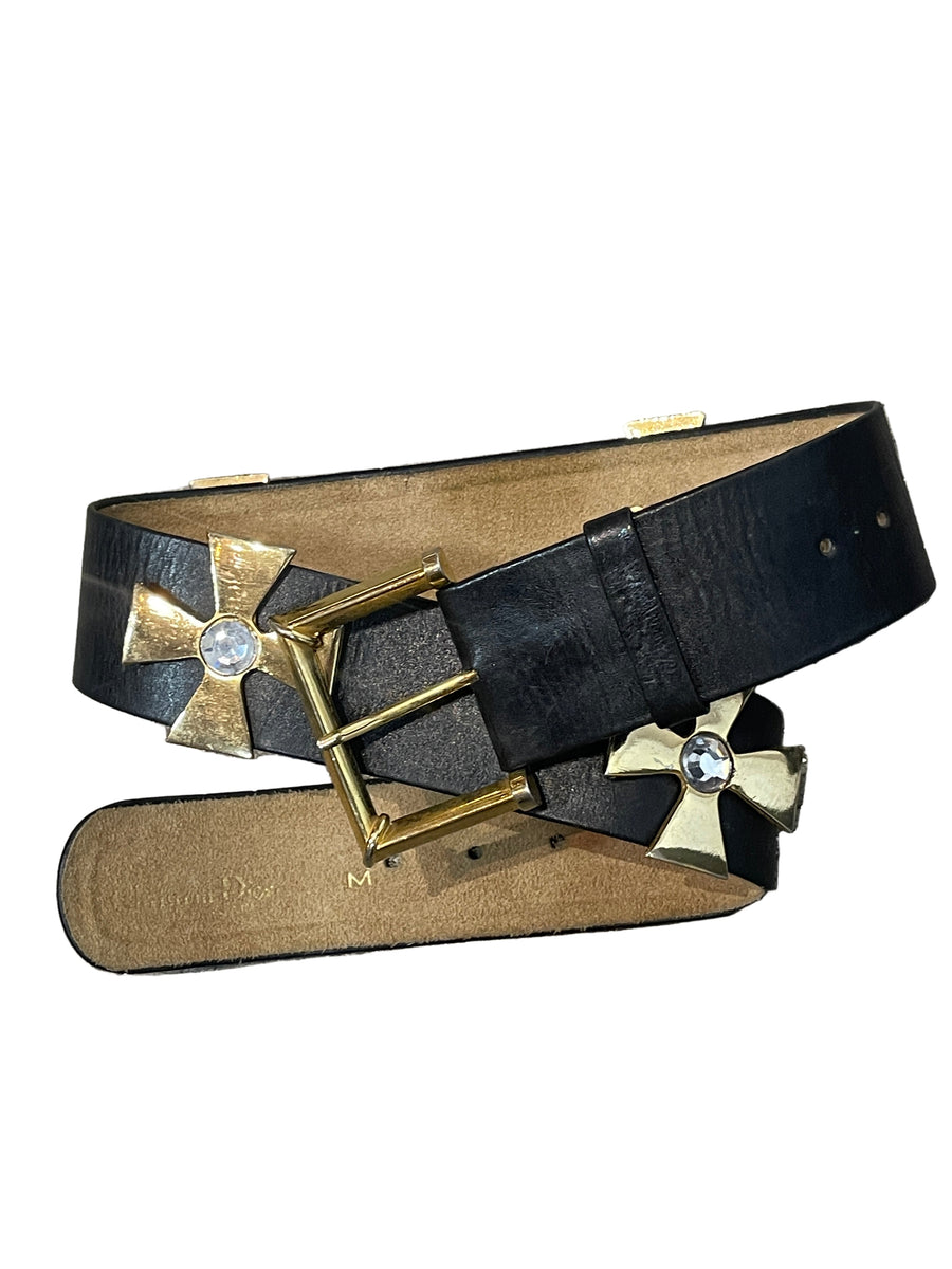Vintage Christian Dior Leather and Gold Belt Size 27 display picture 1