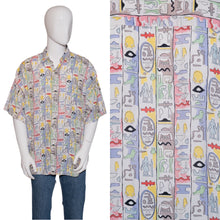Load image into Gallery viewer, 1990's Hieroglyphics Print Rayon Shirt Size XL