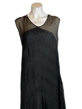 Load image into Gallery viewer, 1920'S Black lace and Chiffon Flapper Dress Size M