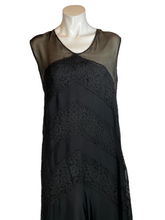 Load image into Gallery viewer, 1920'S Black lace and Chiffon Flapper Dress Size M