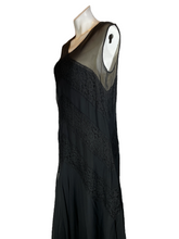Load image into Gallery viewer, 1920'S Black lace and Chiffon Flapper Dress Size M
