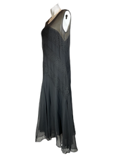 Load image into Gallery viewer, 1920'S Black lace and Chiffon Flapper Dress Size M