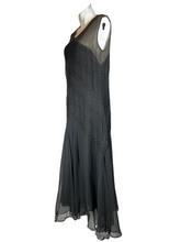 Load image into Gallery viewer, 1920'S Black lace and Chiffon Flapper Dress Size M