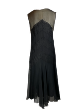 Load image into Gallery viewer, 1920'S Black lace and Chiffon Flapper Dress Size M