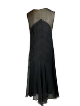 Load image into Gallery viewer, 1920'S Black lace and Chiffon Flapper Dress Size M
