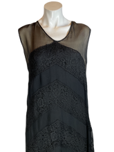 Load image into Gallery viewer, 1920'S Black lace and Chiffon Flapper Dress Size M