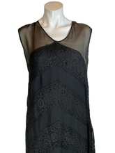 Load image into Gallery viewer, 1920'S Black lace and Chiffon Flapper Dress Size M