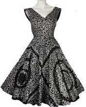 Load image into Gallery viewer, 1950's Black and Silver Painted Mexican Party Dress Size S