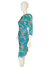 Load image into Gallery viewer, 1940’s Patricia Fair Teal and Maroon Rayon Dress Size XS