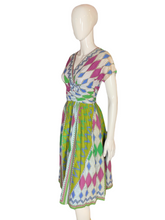 Load image into Gallery viewer, 1950’s Cotton Harlequin Print Party Dress Size S