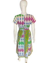 Load image into Gallery viewer, 1950’s Cotton Harlequin Print Party Dress Size S