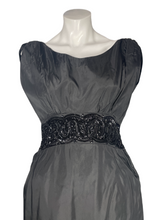 Load image into Gallery viewer, 1950's Black Taffeta Beaded Emma Domb Gown Size S/M