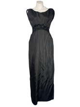 Load image into Gallery viewer, 1950's Black Taffeta Beaded Emma Domb Gown Size S/M
