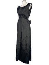 Load image into Gallery viewer, 1950's Black Taffeta Beaded Emma Domb Gown Size S/M
